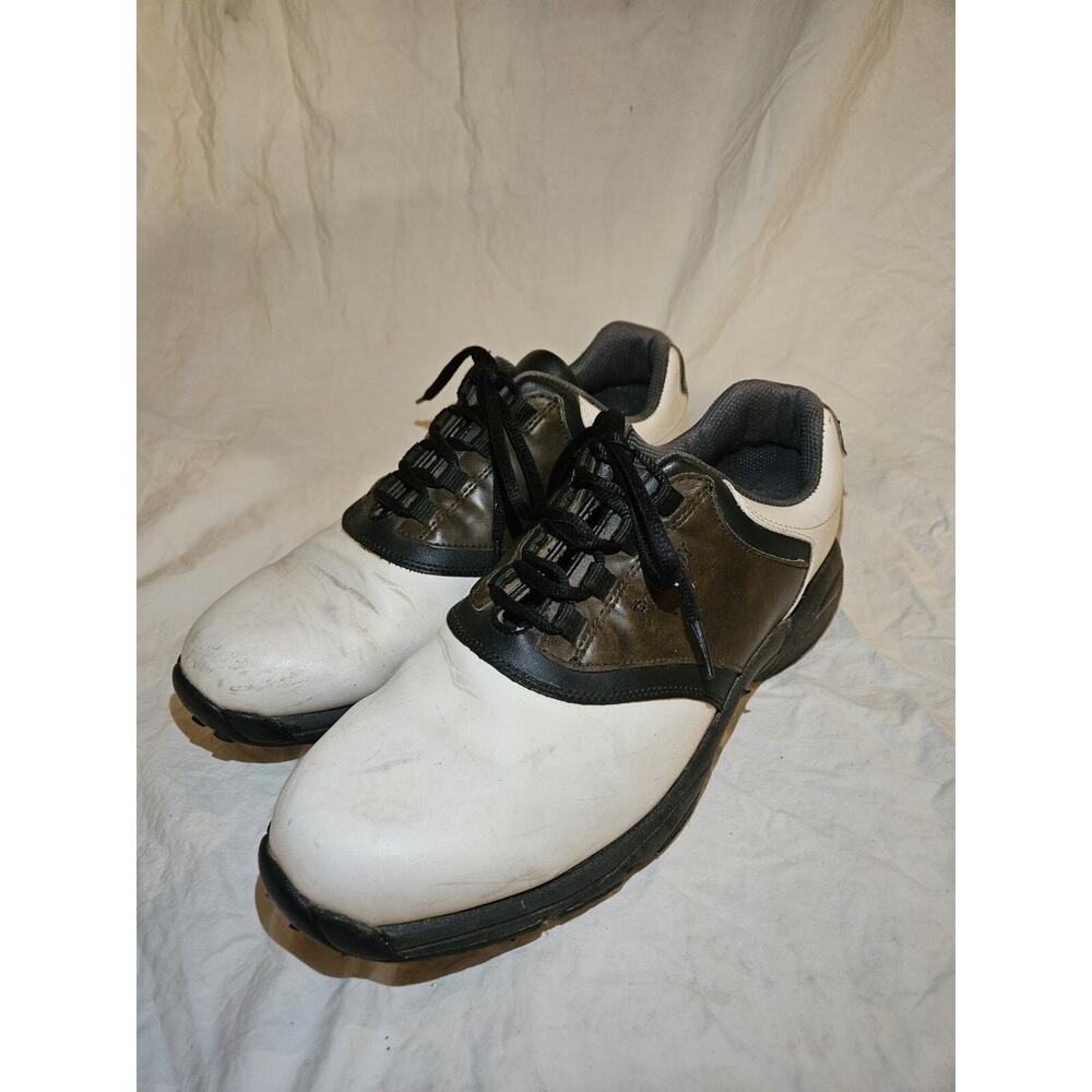 Footjoy Dryjoys Tour White Brown Saddle Leather Golf Shoes Size 10 M